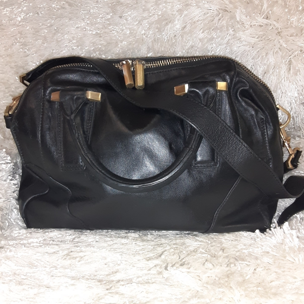 ALLIBELLE BLACK LEATHER SATCHEL